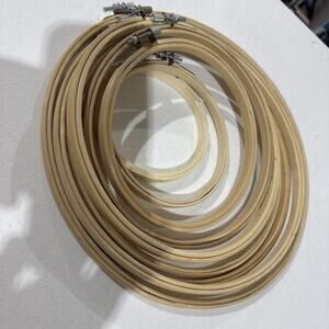 Lot of 9 Wooden Embroidery Hoops Mixed Sizes Cross Stitch Quilting Craft Rings